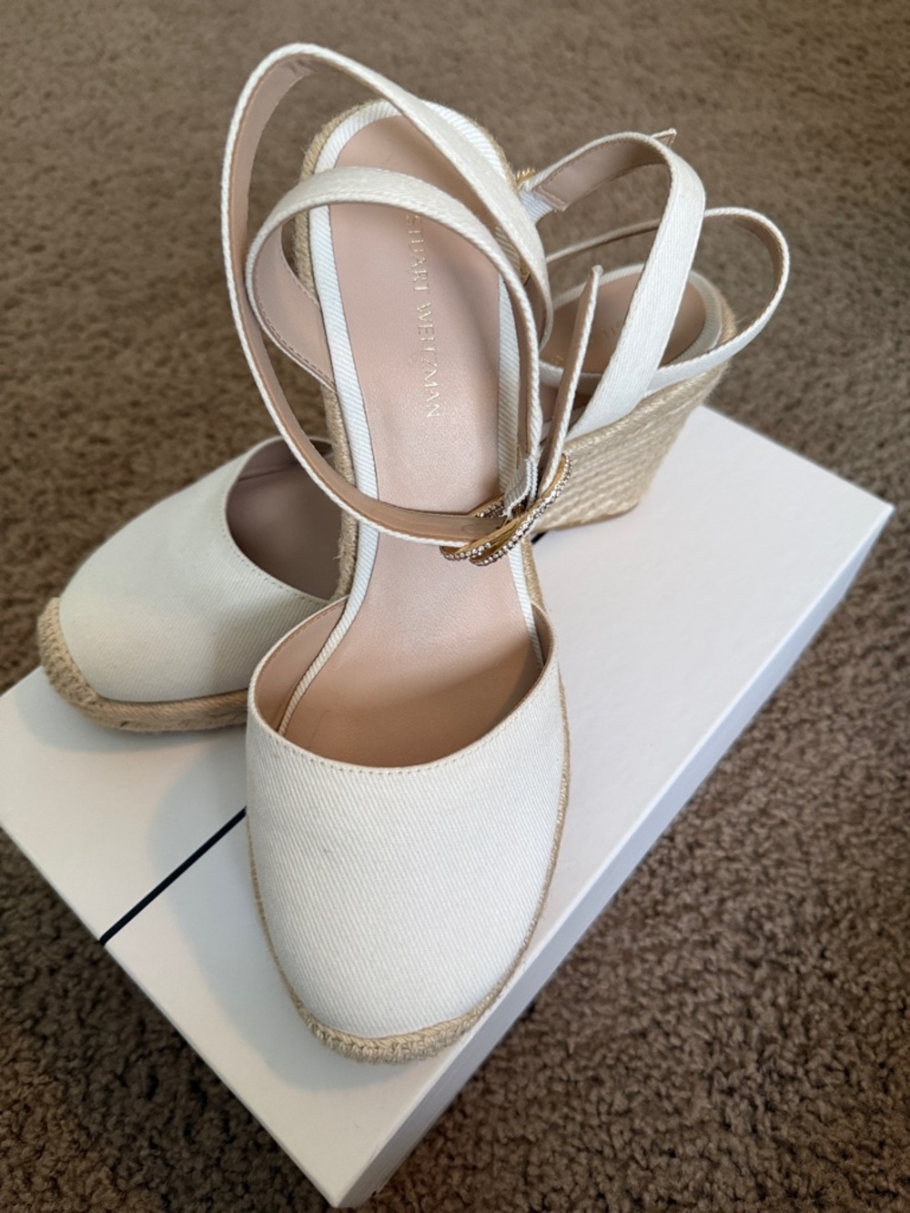 Women's White Espadrille Wedge Sandals - Designer